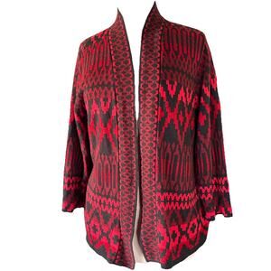 Ruby Rd Women's Open Long Cardigan Sweater Red XL Long Sleeve